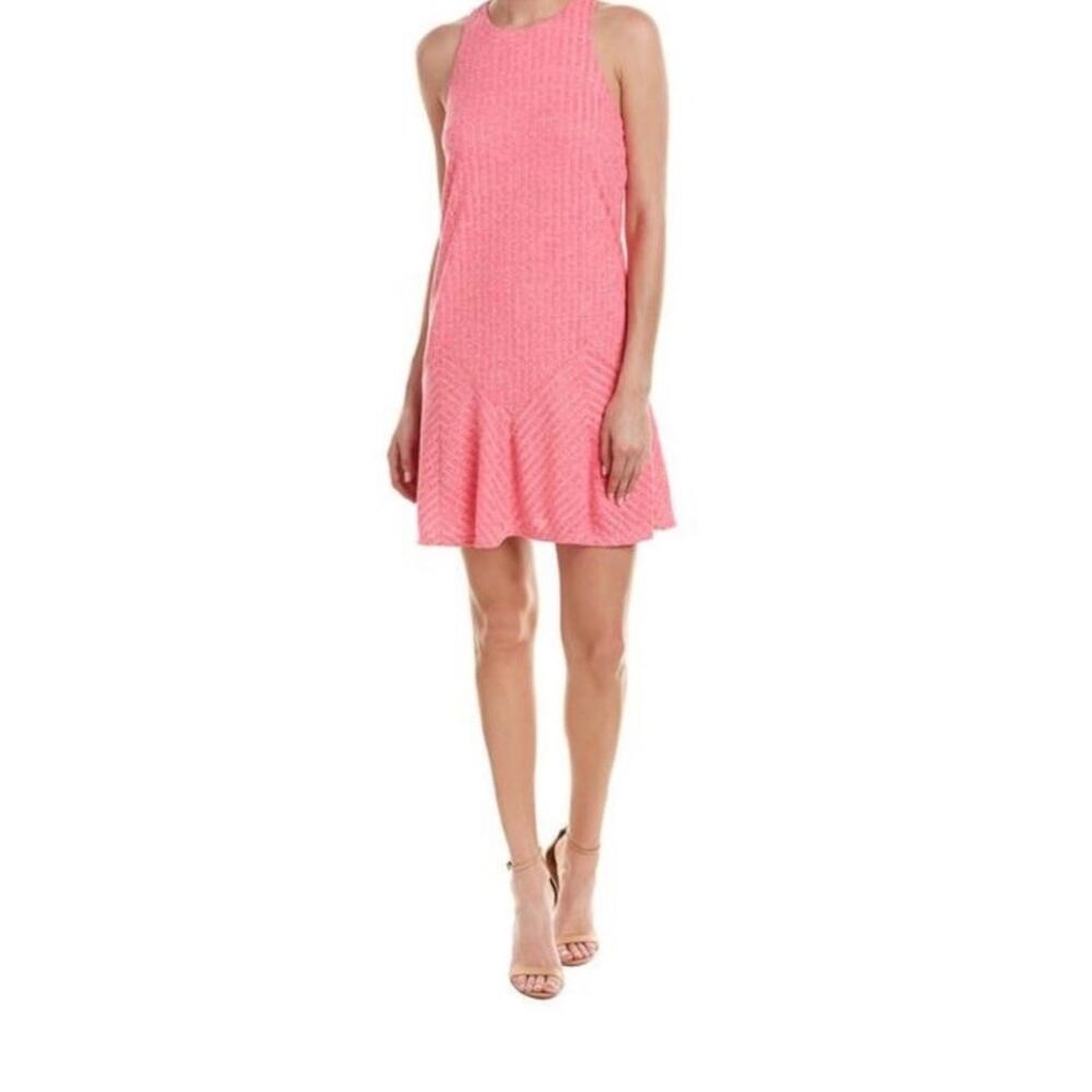 Hutch Anthropologie Ribbed Fit and Flare Mini Dress Hot Pink Size S